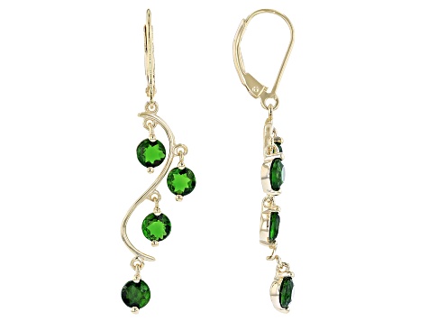Green Chrome Diopside 18K Yellow Gold Over Sterling Silver Dangle Earrings 2.30ctw