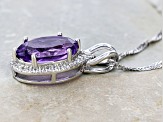 Purple Amethyst Rhodium Over Sterling Silver Pendant With Chain 5.65ctw