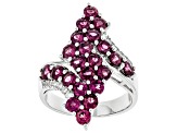 Purple Rhodolite Rhodium Over Sterling Silver Ring 2.97ctw