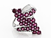 Purple Rhodolite Rhodium Over Sterling Silver Ring 2.97ctw