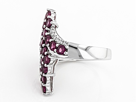 Purple Rhodolite Rhodium Over Sterling Silver Ring 2.97ctw
