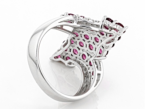 Purple Rhodolite Rhodium Over Sterling Silver Ring 2.97ctw