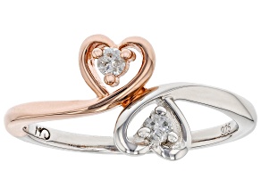 White Diamond Rhodium And 14K Rose Gold Over Sterling Silver Ring 0.10ctw