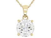 Moissanite 14k Yellow Gold Solitaire Pendant 5.37ct DEW