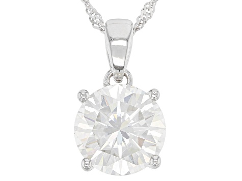 Moissanite Platineve Solitaire Pendant 5.37ct DEW