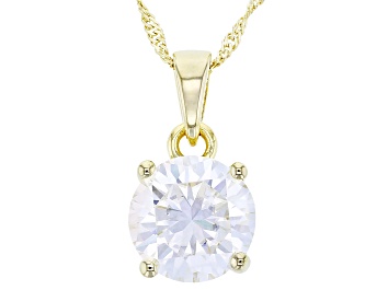 Picture of Moissanite 14k Yellow Gold Over Silver Solitaire Pendant 5.37ct DEW
