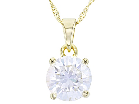 Moissanite 14k Yellow Gold Over Silver Solitaire Pendant 5.37ct DEW