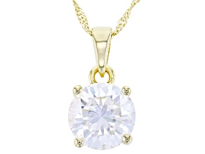 Moissanite 14k Yellow Gold Over Silver Solitaire Pendant 5.37ct DEW