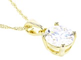 Moissanite 14k Yellow Gold Over Silver Solitaire Pendant 5.37ct DEW