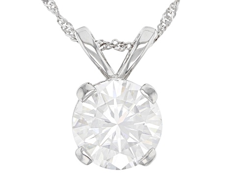 Moissanite Platineve Solitaire Pendant 7.00ct DEW