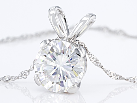 Moissanite Platineve Solitaire Pendant 7.00ct DEW