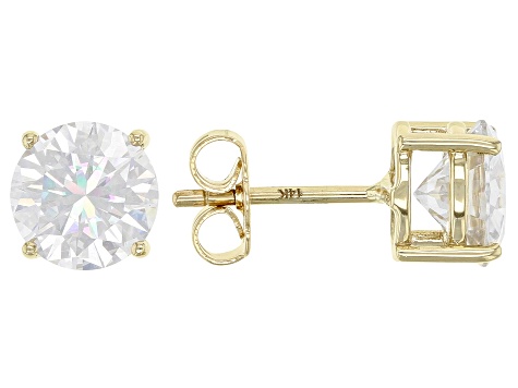 Moissanite 14k Yellow Gold Stud Earrings 3.00ctw DEW