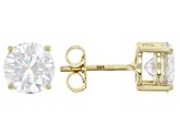 Moissanite 14k Yellow Gold Stud Earrings 3.00ctw DEW