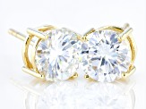 Moissanite 14k Yellow Gold Stud Earrings 3.00ctw DEW