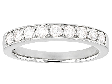 Moissanite Rhodium Over 14k White Gold Band Ring .50ctw DEW