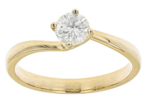 Moissanite 10k Yellow Gold Solitaire Ring .50ct D.E.W