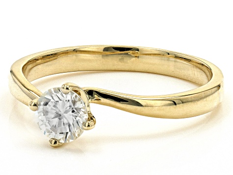 Moissanite 10k Yellow Gold Solitaire Ring .50ct D.E.W