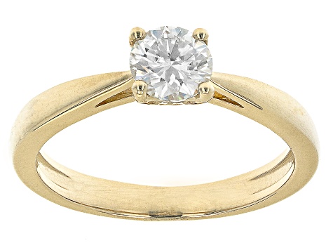 Moissanite 10k Yellow Gold Solitaire Ring .60ct D.E.W