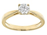Moissanite 10k Yellow Gold Solitaire Ring .60ct D.E.W