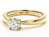 Moissanite 10k Yellow Gold Solitaire Ring .60ct D.E.W
