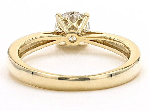 Moissanite 10k Yellow Gold Solitaire Ring .60ct D.E.W