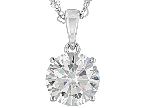 Moissanite Platineve Solitaire Pendant 3.60ct DEW
