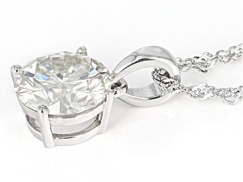 Moissanite Platineve Solitaire Pendant 3.60ct DEW