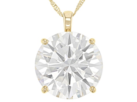 Moissanite 14k Yellow Gold Solitaire Pendant 9.75ct DEW