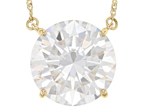 Moissanite 14k Yellow Gold Solitaire Necklace 10.34ct DEW