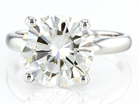 Moissanite Platineve Solitaire Ring 5.37ct D.E.W