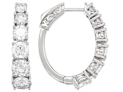 Moissanite Platineve Hoop Earrings 6.92ctw DEW