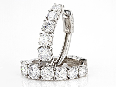 Moissanite Platineve Hoop Earrings 6.92ctw DEW