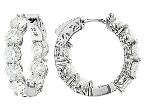 Moissanite Platineve Inside Out Hoop Earrings 5.28ctw DEW