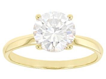 Picture of Moissanite 14k Yellow Gold Solitaire Ring 2.70ct D.E.W