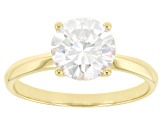 Moissanite 14k Yellow Gold Solitaire Ring 2.70ct D.E.W