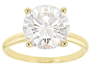 Moissanite 14k Yellow Gold Solitaire Ring 5.37ct DEW