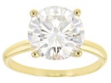 Moissanite 14k Yellow Gold Solitaire Ring 5.37ct DEW