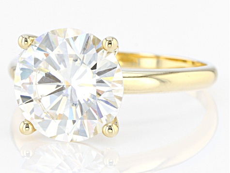 Moissanite 14k Yellow Gold Solitaire Ring 5.37ct DEW