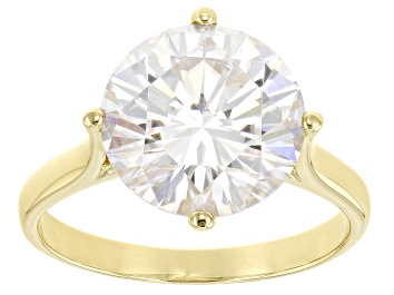 Picture of Moissanite 14k Yellow Gold Solitaire Ring 7.00ct DEW
