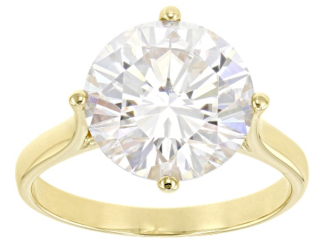 Moissanite 14k Yellow Gold Solitaire Ring 7.00ct DEW