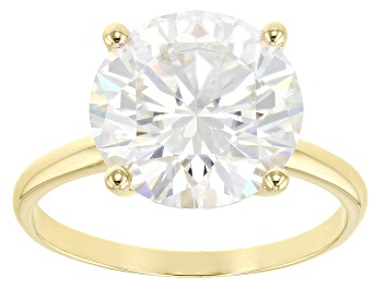 Picture of Moissanite 14k Yellow Gold Solitaire Ring 8.75ct D.E.W