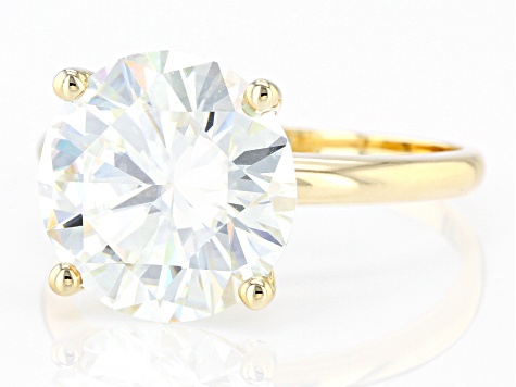 Moissanite 14k Yellow Gold Solitaire Ring 8.75ct D.E.W