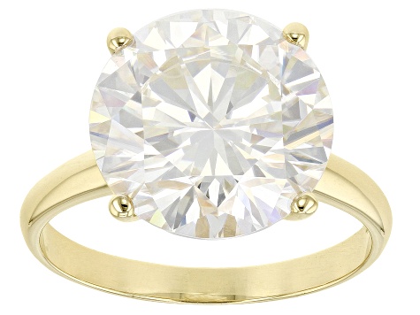 Moissanite 14k Yellow Gold Solitaire Ring 10.34ct D.E.W