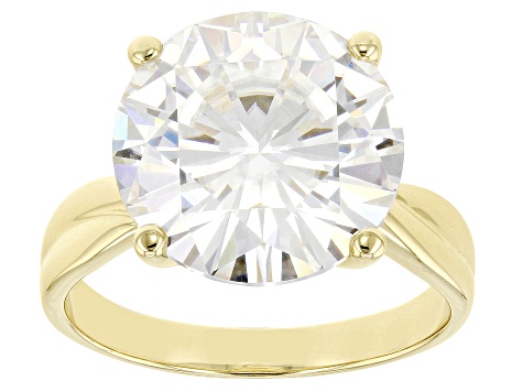 Moissanite 14k Yellow Gold Solitaire Ring 12.00ct D.E.W