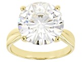 Moissanite 14k Yellow Gold Solitaire Ring 12.00ct D.E.W