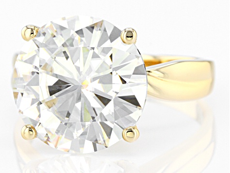 Moissanite 14k Yellow Gold Solitaire Ring 12.00ct D.E.W