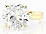 Moissanite 14k Yellow Gold Solitaire Ring 12.00ct D.E.W