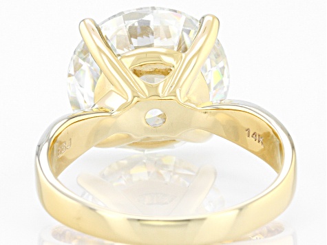 Moissanite 14k Yellow Gold Solitaire Ring 12.00ct D.E.W