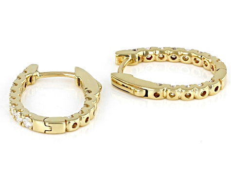 Moissanite 14k Yellow Gold Inside Out Hoop Earrings .78ctw DEW