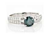 Green and colorless moissanite platineve promise ring 1.08ctw DEW.